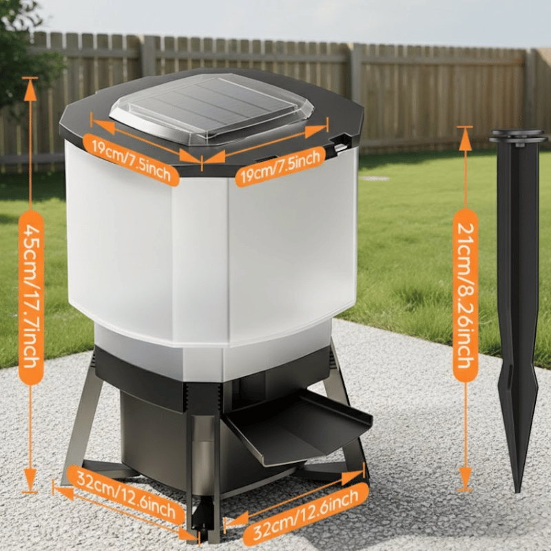 Automatic chicken feeder with chickens