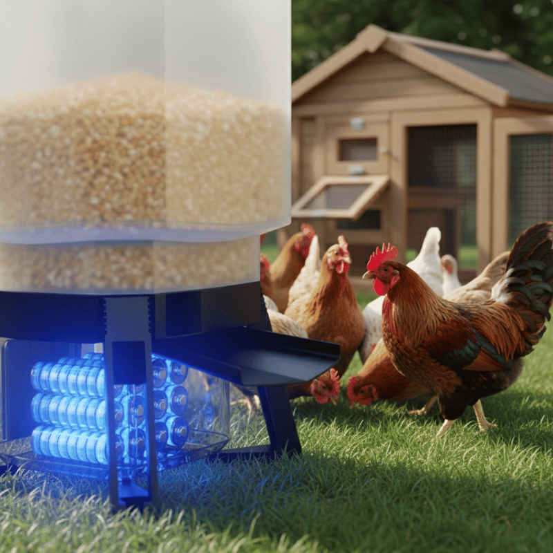 Automatic plastic chicken feeder